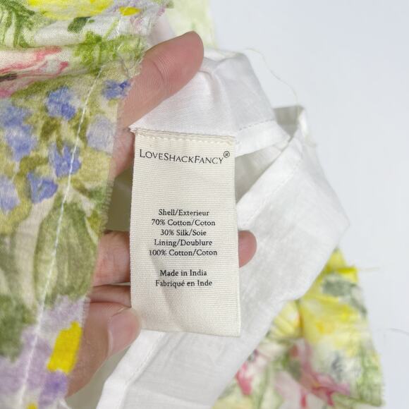 LoveShackFancy Small S Yellow Floral Brynlee Ruffle Tiered Skirt Cotton Silk - Picture 8 of 12